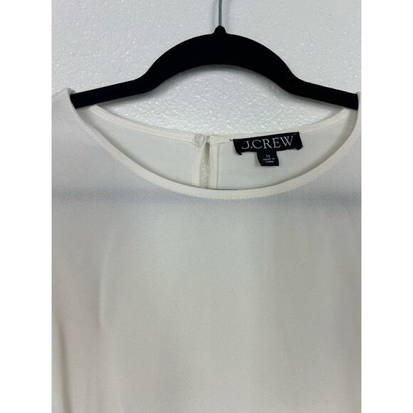 J. Crew Shirred Waist Viscose Crepe Long Sleeve Top Cream Sz 12 Peasant - Picture 5 of 7